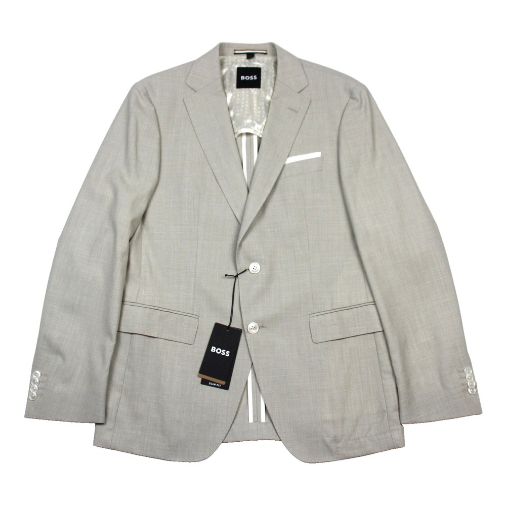 Hugo Boss Hutson Sport Coat 40 R Mens Beige Slim Fit Wool Silk Linen Stretch